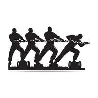Silhouette of Tug of War Rope on White Background vector