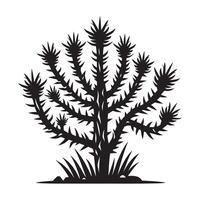 Desert Plant Black Silhouette on White Background vector