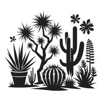 Silhouette of Desert Plant on White Background vector