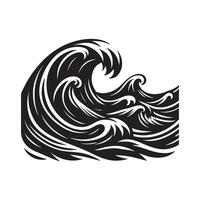 Ocean Wave Crash Silhouette on White Background vector
