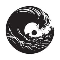 Dynamic Ocean Wave Silhouette on White Background vector