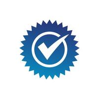 A blue check mark icon on a white background vector