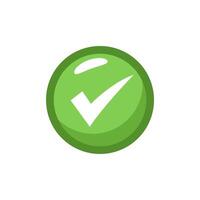 A green check mark icon on a white background vector