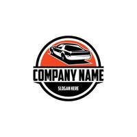 vintage car Knight Rider with a stunning red sunset background. best for logos, badges, emblems, icons, design stickers, designs, t-shirts. isolated from rear view. vector