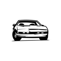 monocrome Knight Rider vintage car design. isolated white background shown from the side. best for logo, badge, emblem, icon, sticker design. available in eps 10 vector