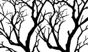 Black Branch Tree and root or Naked trees silhouettes. Hand drawn isolated illustrations. Tree background style. vector