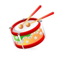Illustration of a toy drum for children, realistic in 3d style. vector