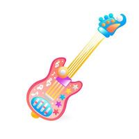 Illustration of a toy guitar, realistic in 3D style. vector