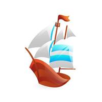 Illustration of a toy sailboat, realistic in 3D style. vector