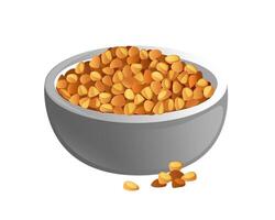 Illustration of buckwheat porridge in a plate, realistic in 3D style. vector