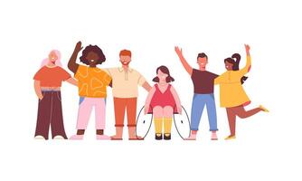 Diversity and Inclusion. Different people at full height. Social inclusion vector