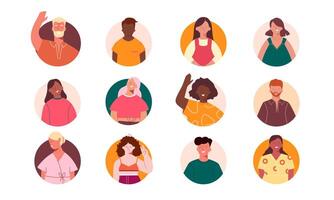 set of various avatars of people of different ages, professions, nationalities vector
