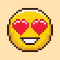 Pixel Art of Emoji Emoticon Face in Love in 8 Bit vector