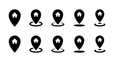 Map pointer house icon set collection. Home marker sign symbol vector