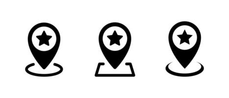 Map pin with star icon. Favorite place location sign symbol vector