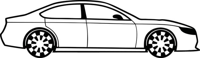Outline side view car. silhouette on white background. vector