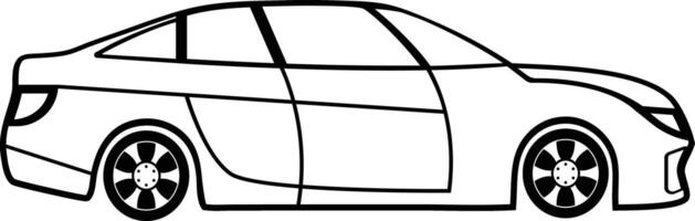 Car silhouette on white background. Outline car side, top and font view. vector