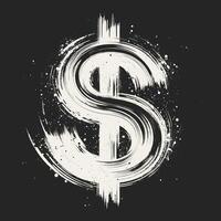 A dynamic, brushstroke style dollar sign, perfect for financial related designs vector