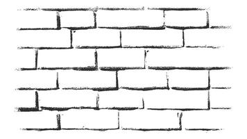 A black and white illustration of a brick wall with a distressed texture vector