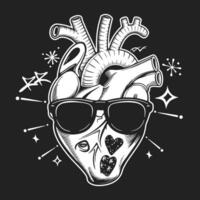 Trendy Heart Design with Sunglasses and Sparkles vector