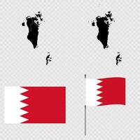 Set of maps, flag and flagpole of Bahrain. illustration. vector
