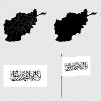 Set of maps, flag and flagpole of Afghanistan. illustration. vector