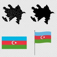 Set of maps, flag and flagpole of Azerbaijan. illustration. vector
