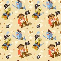 Seamless pattern with cartoon pirate characters. vector