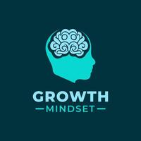 Growth Mindset logo design template with human head and brain. Next-level mindset conceptual design. vector
