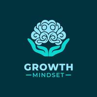 Growth Mindset logo design template with a Brain symbol and two holding hands. Logo template illustration. vector