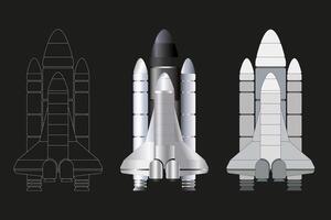 Rockets are realistic. Shuttle spaceships to launch expeditionary rockets exploring the universe, illustration vector