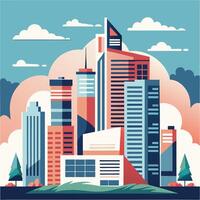 an illustration of a city with skyscrapers vector