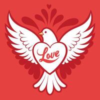 a white dove with wings and the word love vector
