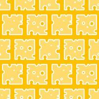 Seamless yellow cheese pattern made of square pieces of cheese vector
