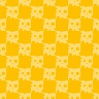 Geometric seamless cheese pattern made of square pieces of cheese with holes vector