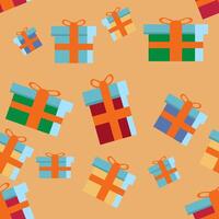 Many colorful gift boxes on a tan background vector