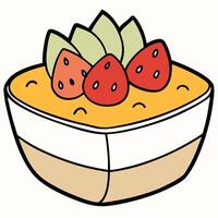 Delicious fruit dessert with strawberries and cream filling vector