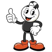 Fun figure giving a thumbs up and smiling with cheerful expression vector