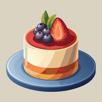 Delicious fruit dessert with berries and sauce on a plate vector