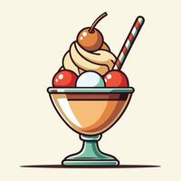 Delicious ice cream sundae with colorful toppings in a bowl vector