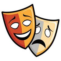 Dual theater masks represent emotion with happy and sad expressions vector