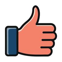 Thumbs up gesture icon with a thin black outline on white background vector