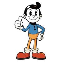 Character giving a thumbs up in a playful pose with a smile vector