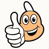 Positive gesture of approval with a smiling thumb's up icon vector