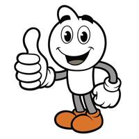 Outline of a cheerful character giving a thumbs up on white background vector