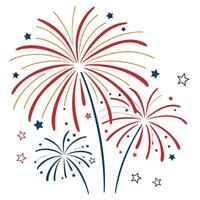 Bright fireworks burst brightly against a white background vector