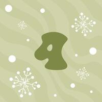 Christmas advent calendar design, day 4. Groovy style illustration, green background vector