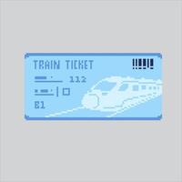 Pixel art illustration Train Ticket. Pixelated Train Pass. Train Railway Ticket Pass Icon pixelated for the pixel art game and icon for website and game. old school retro vector