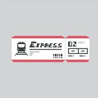 Train Ticket. Pixelated Train Pass. Train Railway Ticket Pass Icon pixelated for the pixel art game and icon for website and game. old school retro vector