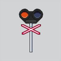 Cross Traffic Light. Pixelated Train Traffic Light. Railway Train Traffic Light Icon pixelated for the pixel art game and icon for website and game. old school retro. vector